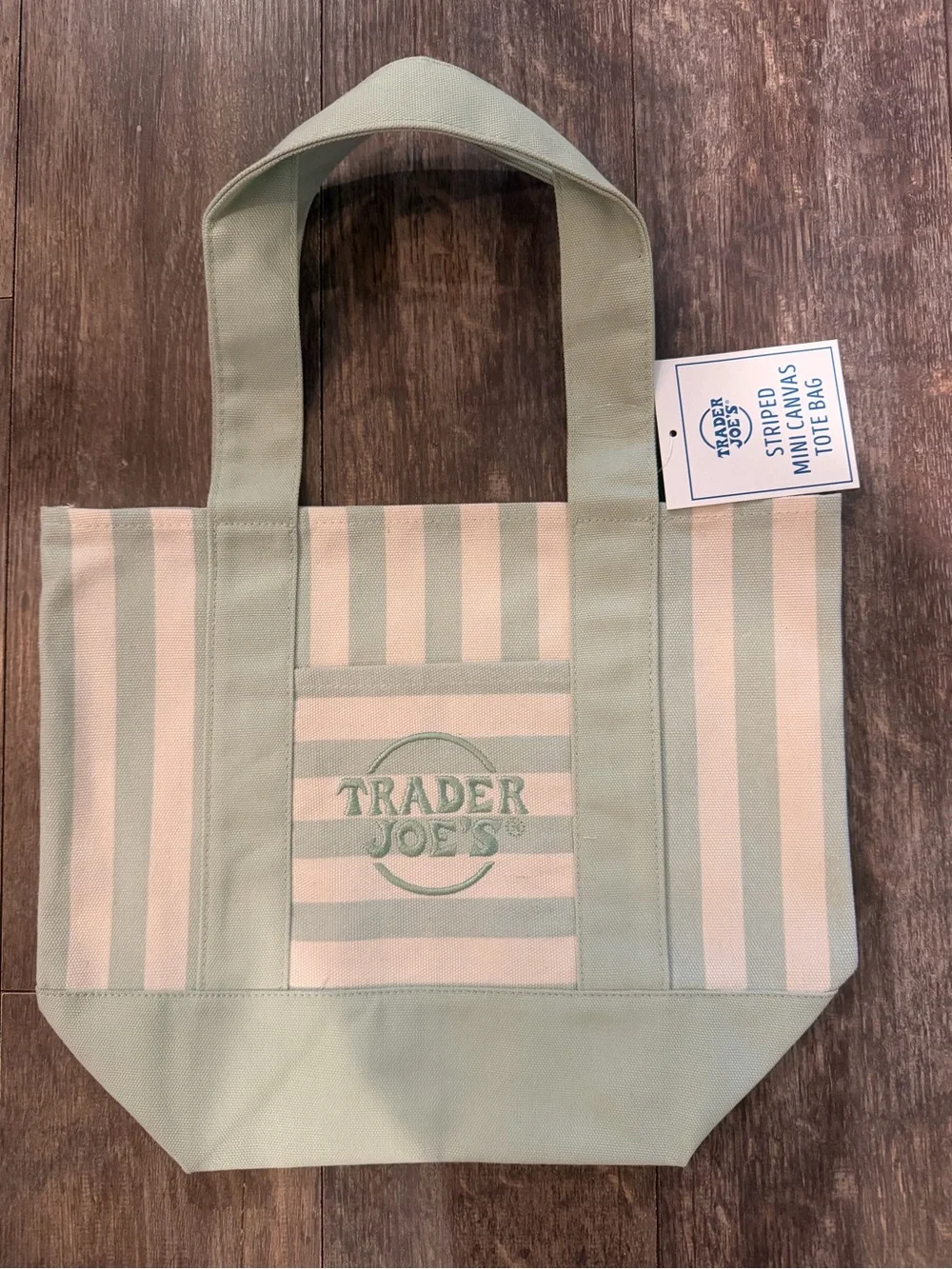 Trader Joe's Mint Stripe Canvas Tote